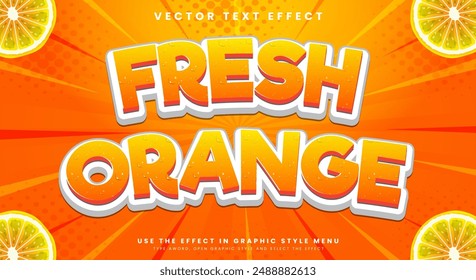 Plantilla de efecto de texto editable Naranja Fresco adecuada para alimentos tropicales