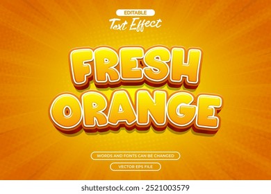 Efecto de texto editable naranja fresco con fondo de degradado amarillo y estilo cómico