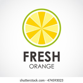 Fresh orange of fruit abstract vector and logo design or template round business icon of company identity symbol concept