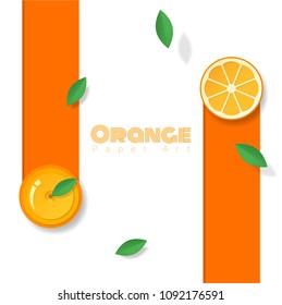 Fresh orange fruit background in paper art style , vector , illustration