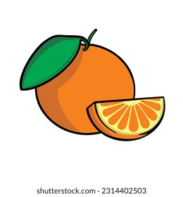 ilustración vectorial de dibujos animados de frutas de naranja fresco