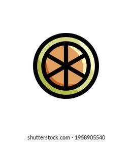 Fresh Orange Fruit Color Outline Style Icon Logo Vector Illustration.
