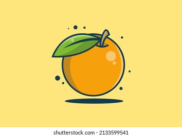 Fresh orange fruit flat illustration design