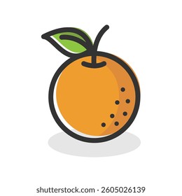 Fresh orange fruit icon isolated flat style vector illustration on white background.
