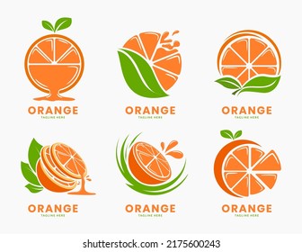 Colección de logotipos de frutas de naranja natural
