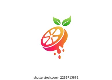 fresh orange fruit logo design template