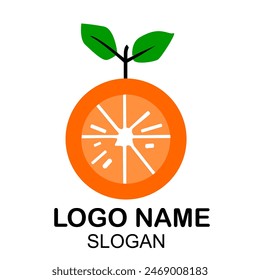 diseño de logotipo de fruta de naranja fresca