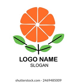 fresh orange fruit logo design
