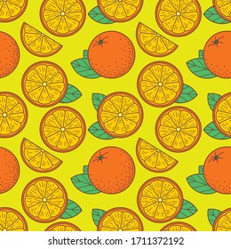 Frische Orangenfrucht nahtlose Muster. Vektorillustration