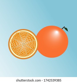 Fruto de naranja fresco con una rebanada