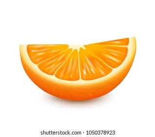 Fresh orange fruit slice. 3d realistic vector illustration