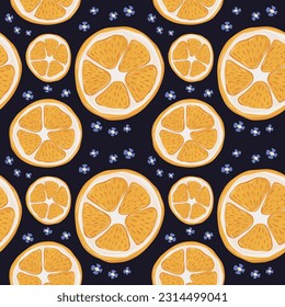 Ropa de fruta naranja fresca y patrón sin soldadura de flores