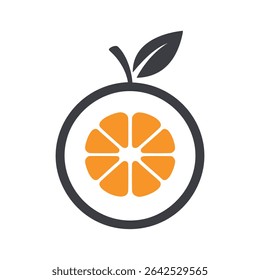 Fresh orange fruit slice icon graphic design