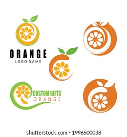 Fresh Orange Fruit, Slice of Lemon Lime Grapefruit Citrus with swirl letter initial O logo design inspiration