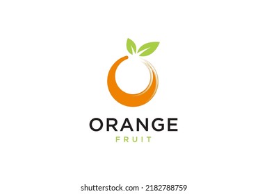 Fresh Orange Fruit, Slice of Lemon Lime Grapefruit Citrus with swirl letter initial O logo design inspiration