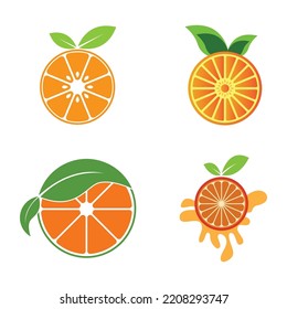 Fresh Orange Fruit, Slice of Lemon Lime Grapefruit icon vector illustration template design