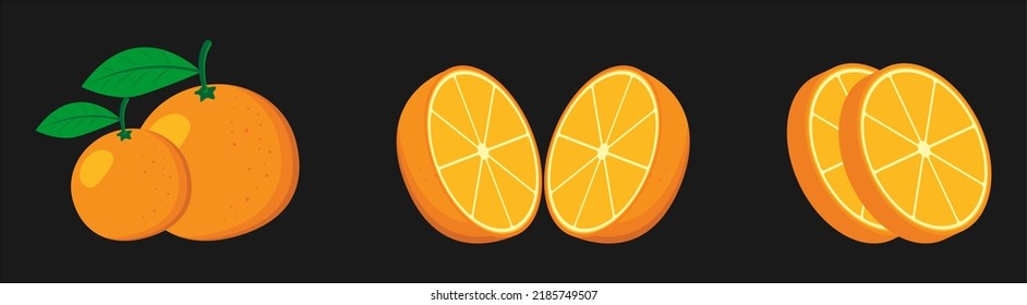 fresh orange fruit with stem illustration