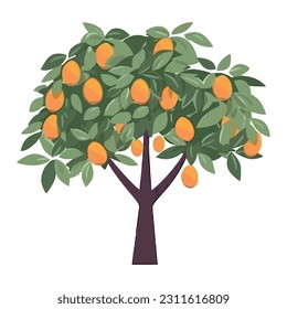 Fresh orange fruit tree nature icon isolated