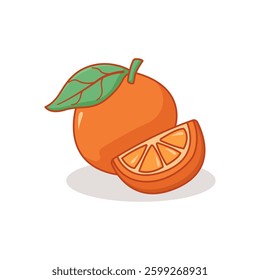 Fresh Orange Fruit Vector Illustration. This colorful and vibrant design is perfect for food-related projects, juice packaging, organic product branding, menus, and digital artwork.