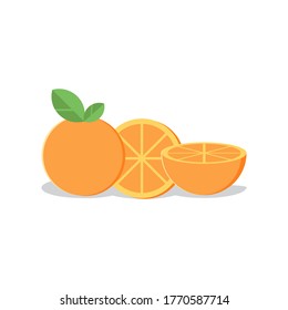 fresh orange fruit vector isolated on white background