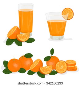 Fresh orange and glass with juice,  Splashing.
