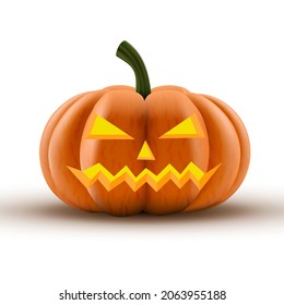 Fresh Orange Glowing Halloween Pumpkin Isolated On Background. EPS10 Vector