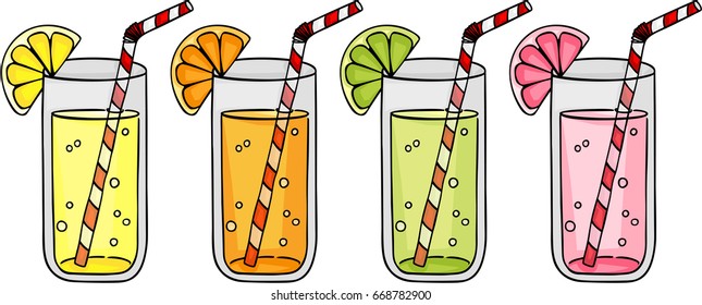 Fresh orange, grapefruit, lemon and lime juice citrus fruits
