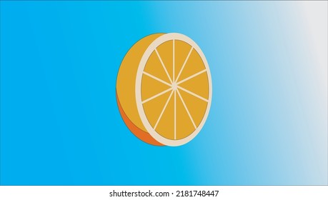Fresh orange half isolated, 3D vector illustration