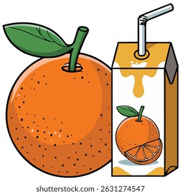fresh orange juice box citrus fruit isolated vector illustration on white background