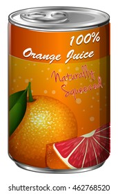 Fresh orange juice in can illustration