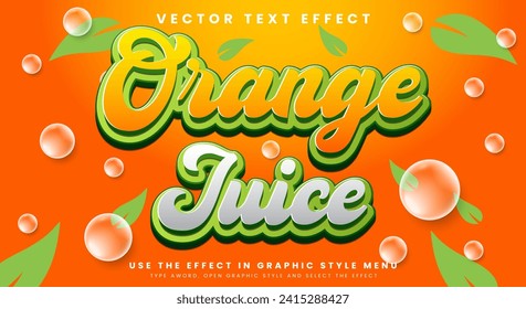 Fresh Orange Juice editable text effect Template with cute background