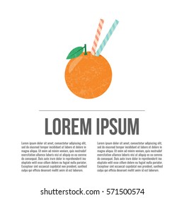 Fresh orange juice. Fruit smoothie. Healthy life concept.  Organic raw shake. Vector illustration with place for your text.