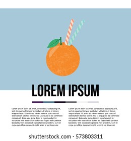 Fresh orange juice. Fruit smoothie. Healthy life concept.  Organic raw shake. Vector illustration with place for your text.