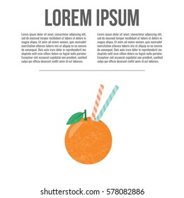 Fresh orange juice. Fruit smoothie. Healthy life concept.  Organic raw shake. Vector illustration with place for your text.