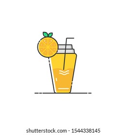 Fresh Orange Juice Icon with Fruit and Modern Style Graphic for your Brand, Banner, Flyer Object, etc.