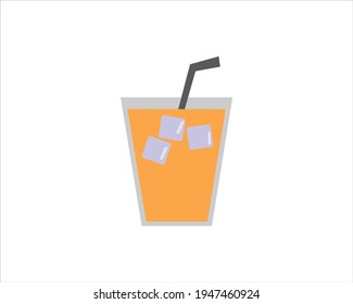 fresh orange juice icon , orange juice in glass with straw , vector , illustrator.