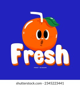 Fresh orange juice logo design, Orang juice logo design, Vector illustration