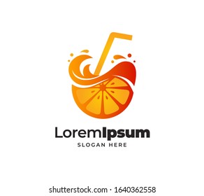 fresh orange juice logo template