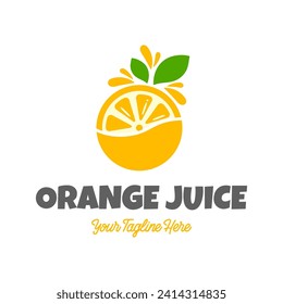 Fresh orange juice logo template design vector. Business logo for lemon juice, squeezed citrus, smoothies or lemonade.