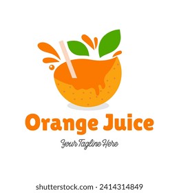 Fresh orange juice logo template design vector. Business logo for lemon juice, squeezed citrus, smoothies or lemonade.