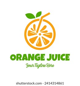 Fresh orange juice logo template design vector. Business logo for lemon juice, squeezed citrus, smoothies or lemonade.