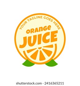 Vector de diseño de la plantilla del logo del jugo de naranja fresco. Logotipo comercial para jugo de limón, cítricos exprimidos, suavizantes o limonada.