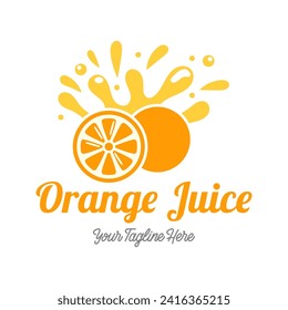 Frische Orangensaft Logo Vorlage Design Vektor. Firmenlogo für Zitronensaft, Zitrusfrüchte, Smoothies oder Limonade.