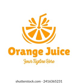 Fresh orange juice logo template design vector. Business logo for lemon juice, squeezed citrus, smoothies or lemonade.