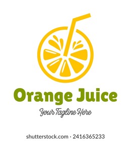 Fresh orange juice logo template design vector. Business logo for lemon juice, squeezed citrus, smoothies or lemonade.