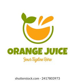 Frische Orangensaft Logo Vorlage Design Vektor. Firmenlogo für Zitronensaft, Zitrusfrüchte, Smoothies oder Limonade.