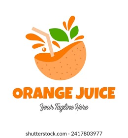 Fresh orange juice logo template design vector. Business logo for lemon juice, squeezed citrus, smoothies or lemonade.