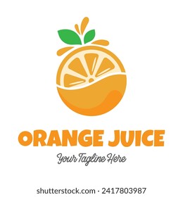 Frische Orangensaft Logo Vorlage Design Vektor. Firmenlogo für Zitronensaft, Zitrusfrüchte, Smoothies oder Limonade.