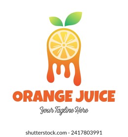 Fresh orange juice logo template design vector. Business logo for lemon juice, squeezed citrus, smoothies or lemonade.
