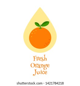 Fresh orange juice logo with title. Vector illustration isolated on white background